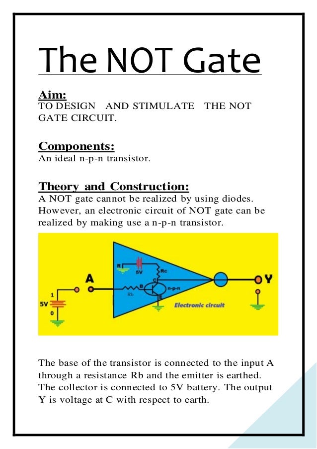 Physics Investigatory project Class 12 Logic Gates