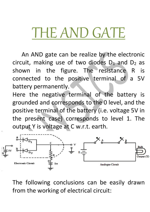Physics project on logic gate