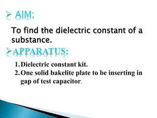 find the dielectric constant of a given material. made by sashikant ...