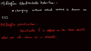 physics electrostatics question and answers
