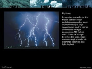 Lightning.
                    In massive storm clouds, the
                    friction between large
                   ...