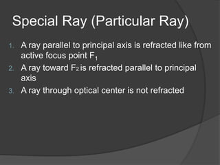 Types of LensThere are two basic types of lens in the world (that I know), those are convex lens and concave lensConvex lens has thinnest part in its side, while concave lens has thinnest part in its center