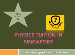 Visit www.sgphysicstuition.com for more
WELL
COME
TO
 