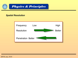 MFM cmu 2010
Physics & Principles
Spatial Resolution
Frequency Low High
Resolution Better
Penetration Better
 