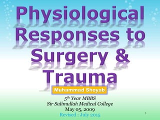 Muhammad Shoyab
1
5th Year MBBS
Sir Salimullah Medical College
May 05, 2009
Revised : July 2015
 