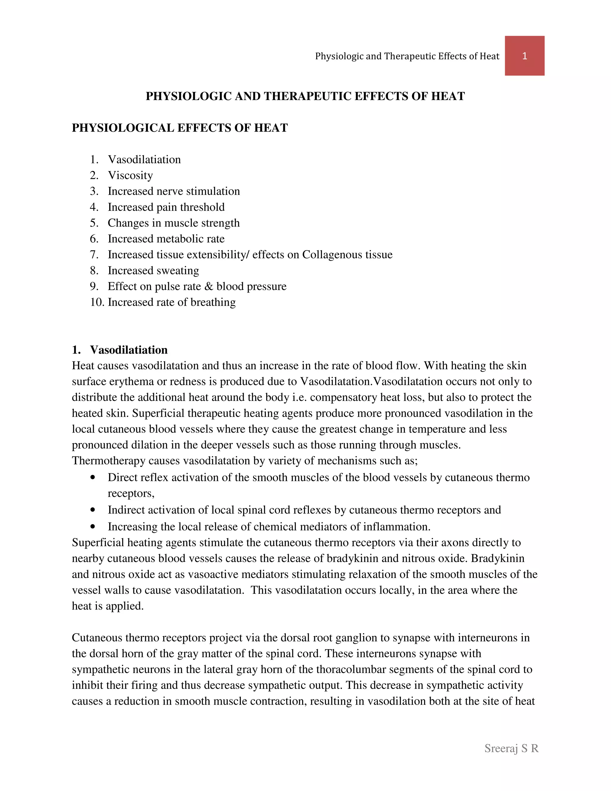 Physiologic and therapeutic effects of heat | PDF