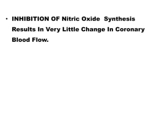 • INHIBITION OF Nitric Oxide Synthesis
 Results In Very Little Change In Coronary
 Blood Flow.
 