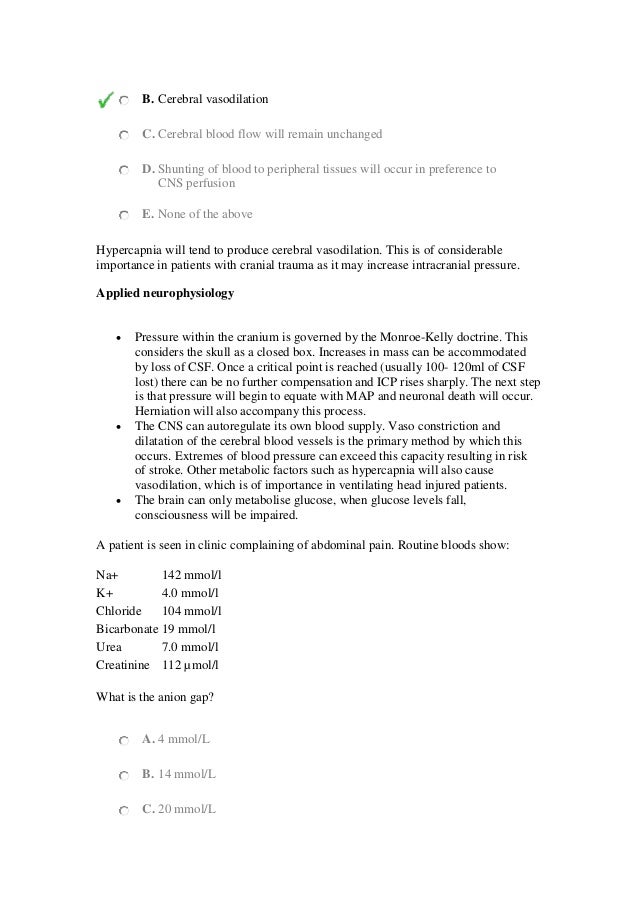 MRCS preparation emrcs question Physiology