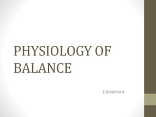 PHYSIOLOGY OF
BALANCE
DR.MARJAN
 