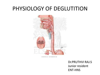 PHYSIOLOGY OF DEGLUTITION
Dr.PRUTHVI RAJ.S
Junior resident
ENT-HNS
 