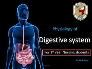 Physiology of
For 1st year Nursing students
Dr. M.Ashraf
M.Ashraf
 