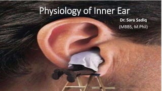 Physiology of Inner Ear
Dr. Sara Sadiq
(MBBS, M.Phil)
 