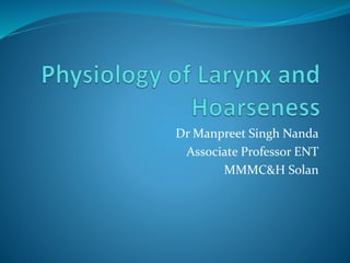 Dr Manpreet Singh Nanda
Associate Professor ENT
MMMC&H Solan
 