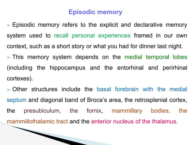 Physiology of memory & learning. | PPTX