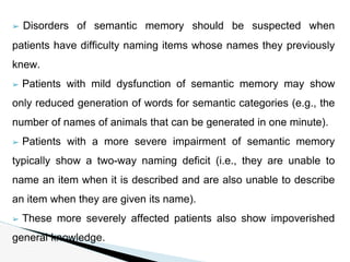 Semantic Disorder Example Physiology of memory & learning. | PPTX