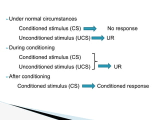 Conditioned Memory Example Physiology of memory & learning. | PPTX