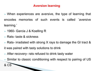 Aversive Learning Physiology of memory & learning. | PPTX