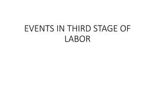 EVENTS IN THIRD STAGE OF
LABOR
 