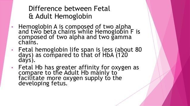 Difference between adult and fetal hemoglobin