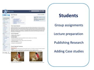 Students Group assignmentsLecture preparation Publishing Research Adding Case studies