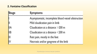 2. Fontaine Classification
Physiotherapy in Common Vascular Conditions
 
