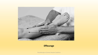 Physiotherapy in Common Vascular Conditions
Effleurage
 