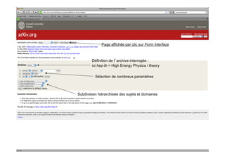 CITESEERX
http://citeseerx.ist.psu.edu/
Type : base de citations et d’évaluation
Domaines : informatique, électronique, mathématiques appliquées
Concepteurs : NEC Research Institute, Princeton, New Jersey, Steve
Lawrence, Lee Giles and Kurt Bollacker puis Penn State's School of
Information Sciences and Technology-Pennsylvania
Particularités: Liens vers les citations partagées, les cocitations,
analyse statistique et graphique sur les articles
Volume : > 4 millions d’articles, le même nombre d’auteurs
individualisés (unique authors) générant environ 80 millions de
références bibliographiques depuis 1997
Troncature : automatique
 