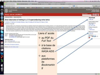 Liens d’accès
 au PDF du
Full Text
 à la base de
citations
NASA ADS
 aux
plateformes
de
Bookmarkin
g
 