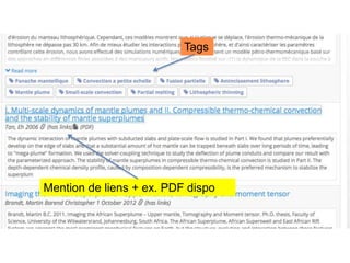 Tags
Mention de liens + ex. PDF dispo
 