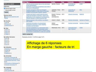 Affichage de 6 réponses
En marge gauche : facteurs de tri
 