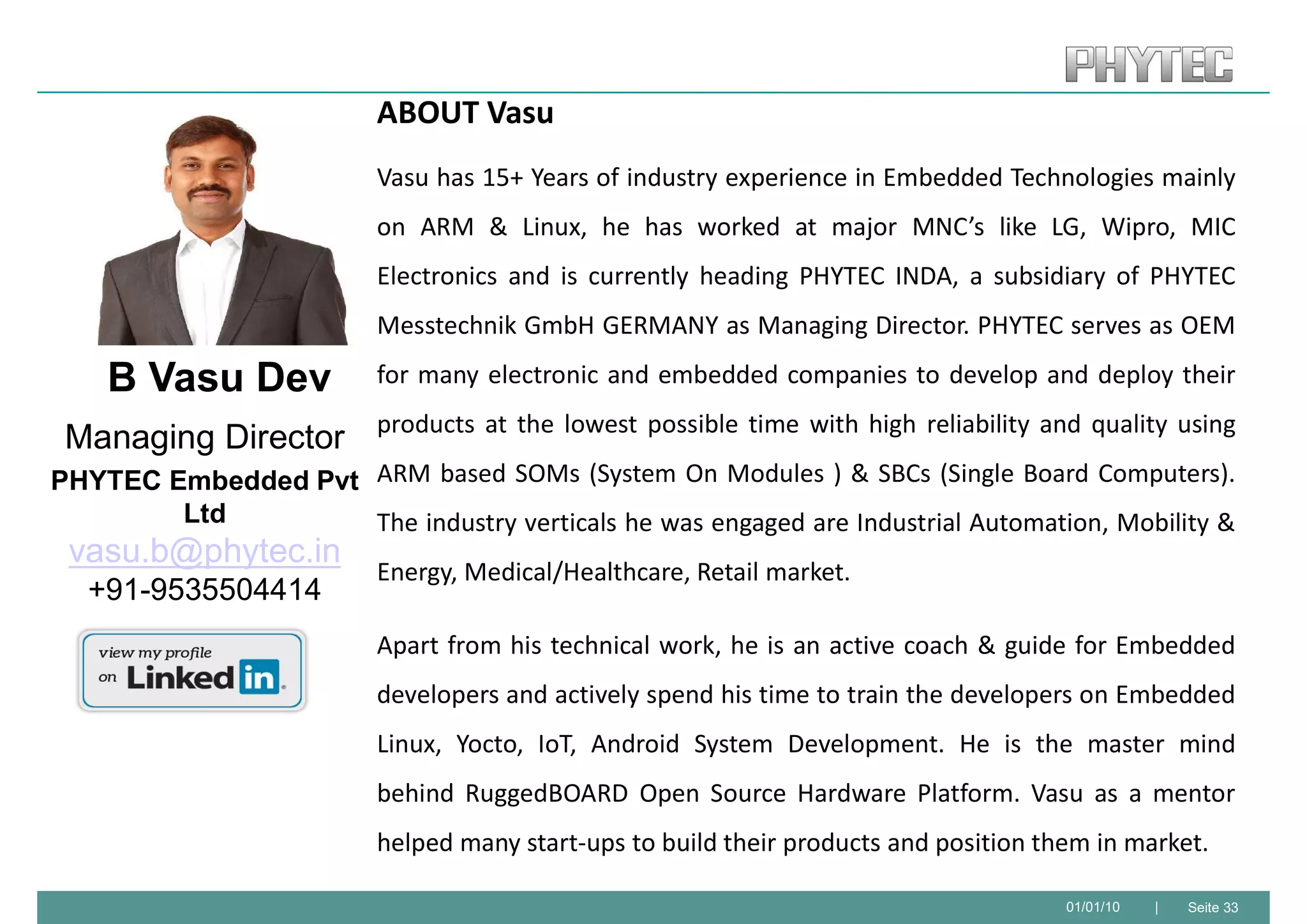 PHYTEC Indo Swiss Training Center Embedded Systems Introduction | PDF