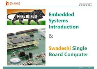 01/01/10 | Seite 1
Embedded
Systems
Introduction
&
Swadeshi Single
Board Computer
 