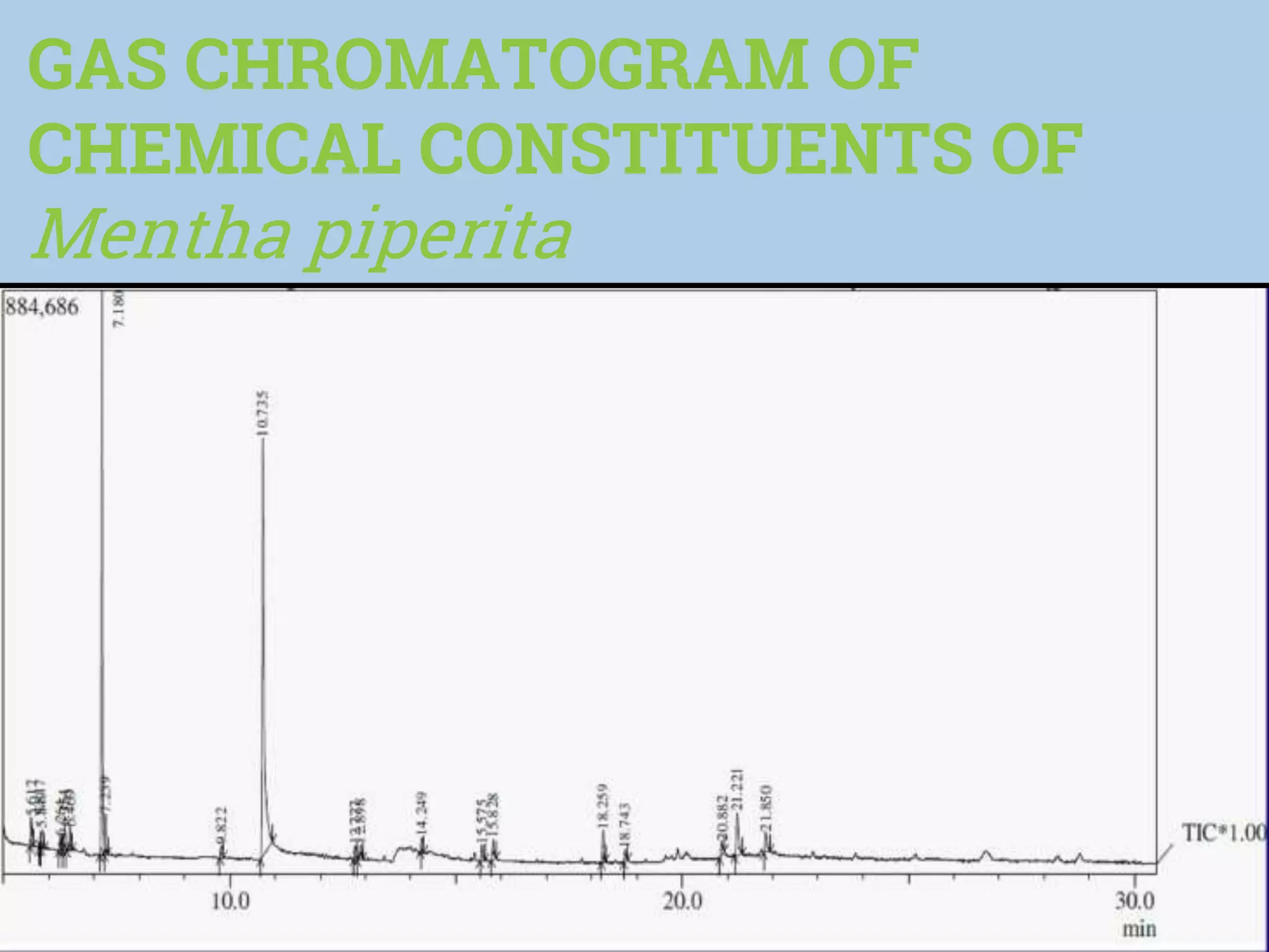 GAS CHROMATOGRAM OF
CHEMICAL CONSTITUENTS OF
Mentha piperita
38
 