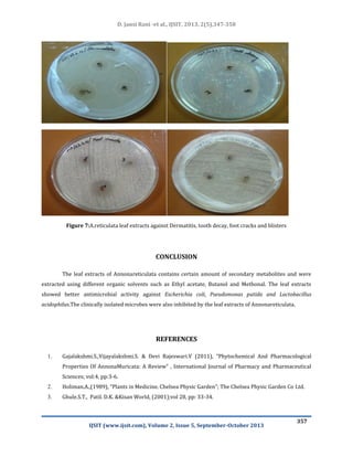 PHYTOCHEMICAL SCREENING AND ANTIMICROBIAL ACTIVITY OF VARIOUS SOLVENT ...