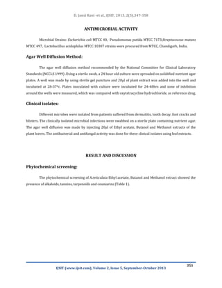PHYTOCHEMICAL SCREENING AND ANTIMICROBIAL ACTIVITY OF VARIOUS SOLVENT ...