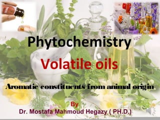 Phytochemistry
Volatile oils
Aromatic constituents from animal origin
By
Dr. Mostafa Mahmoud Hegazy ( PH.D.)
 