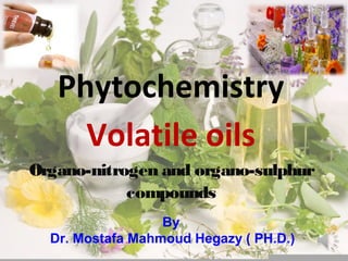 Phytochemistry
Volatile oils
Organo-nitrogen and organo-sulphur
compounds
By
Dr. Mostafa Mahmoud Hegazy ( PH.D.)
 