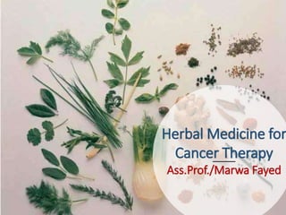 Herbal Medicine for
Cancer Therapy
Ass.Prof./Marwa Fayed
 
