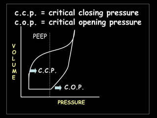 C.C.P. C.O.P. V O L U M E PRESSURE c.c.p. = critical closing pressure c.o.p. = critical opening pressure PEEP 