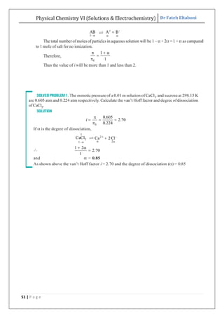 Physical Chemistry VI (Solutions & Electrochemistry) Dr Fateh Eltaboni
51 | P a g e
 