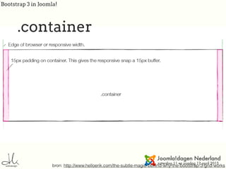 Bootstrap 3 in Joomla!
.container
bron: http://www.helloerik.com/the-subtle-magic-behind-why-the-bootstrap-3-grid-works
 
