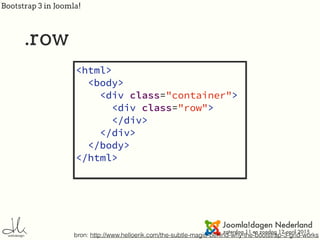 Bootstrap 3 in Joomla!
.row
bron: http://www.helloerik.com/the-subtle-magic-behind-why-the-bootstrap-3-grid-works
<html>
<body>
<div class="container">
<div class="row">
</div>
</div>
</body>
</html>
 