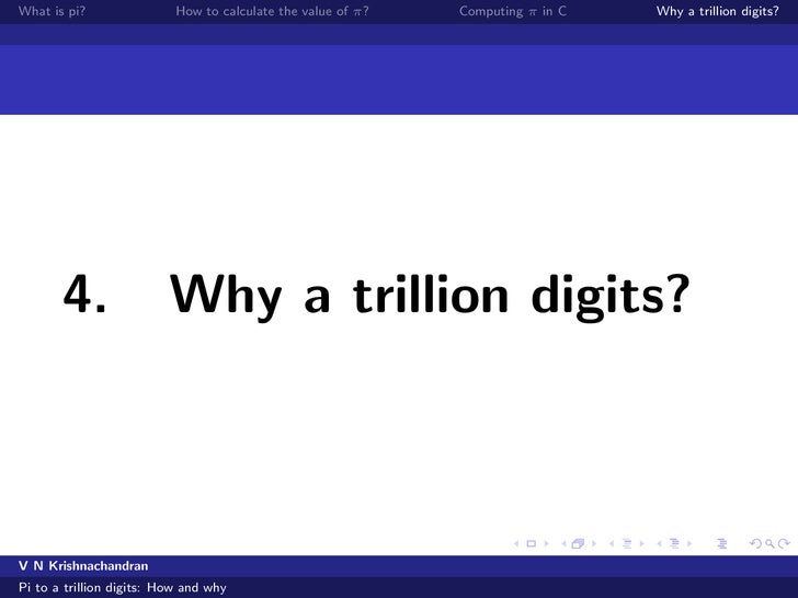 calculate pi to trillion digits