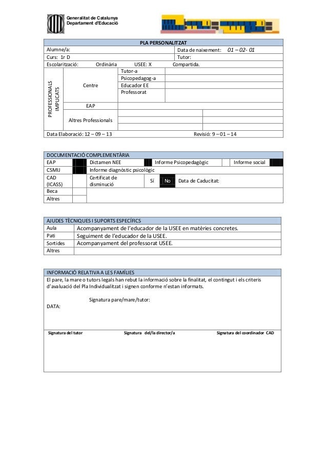 Pla Individualitzat exemple