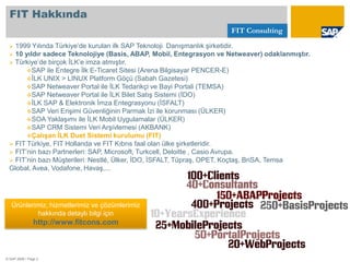 FIT Hakkında© SAP 2008 / Page 2 1999 Yılında Türkiye’de kurulan ilk SAP Teknoloji  Danışmanlık şirketidir.