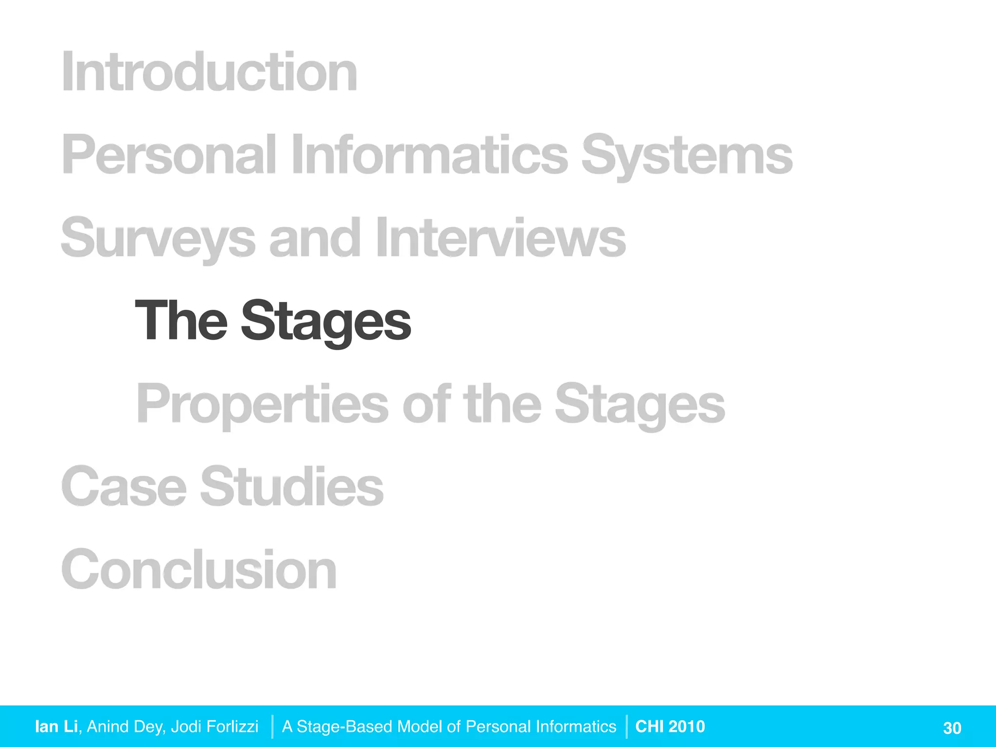 A Stage-Based Model of Personal Informatics Systems (CHI 2010 Talk) | PPT