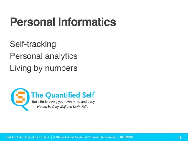 A Stage-Based Model of Personal Informatics Systems (CHI 2010 Talk) | PDF