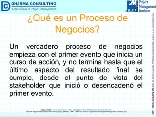 Un verdadero proceso de negocios empieza con el primer evento que inicia un curso de acción, y no termina hasta que el último aspecto del resultado final se cumple, desde el punto de vista del stakeholder que inició o desencadenó el primer evento. ¿Qué es un Proceso de Negocios? 
