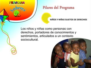 Los niños y niñas como personas con derechos, portadores de conocimientos y sentimientos, articulados a un contexto sociocultural. NIÑOS Y NIÑAS SUJETOS DE DERECHOS 