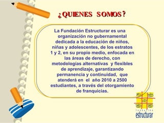 La Fundación Estructurar es una organización no gubernamental dedicada a la educación de niños, niñas y adolescentes, de l...